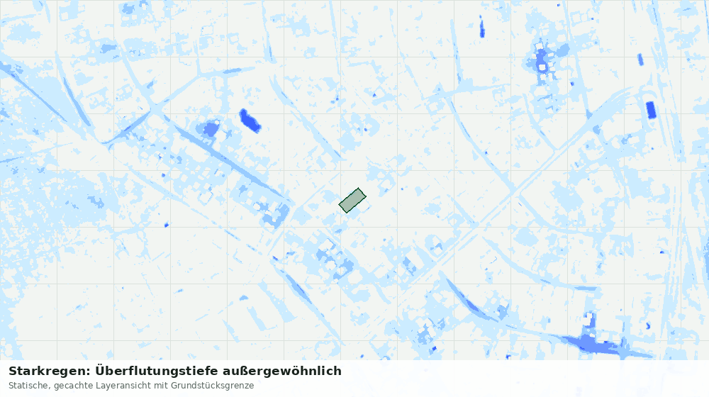 Statische Kartenansicht: Starkregen: Überflutungstiefe außergewöhnlich