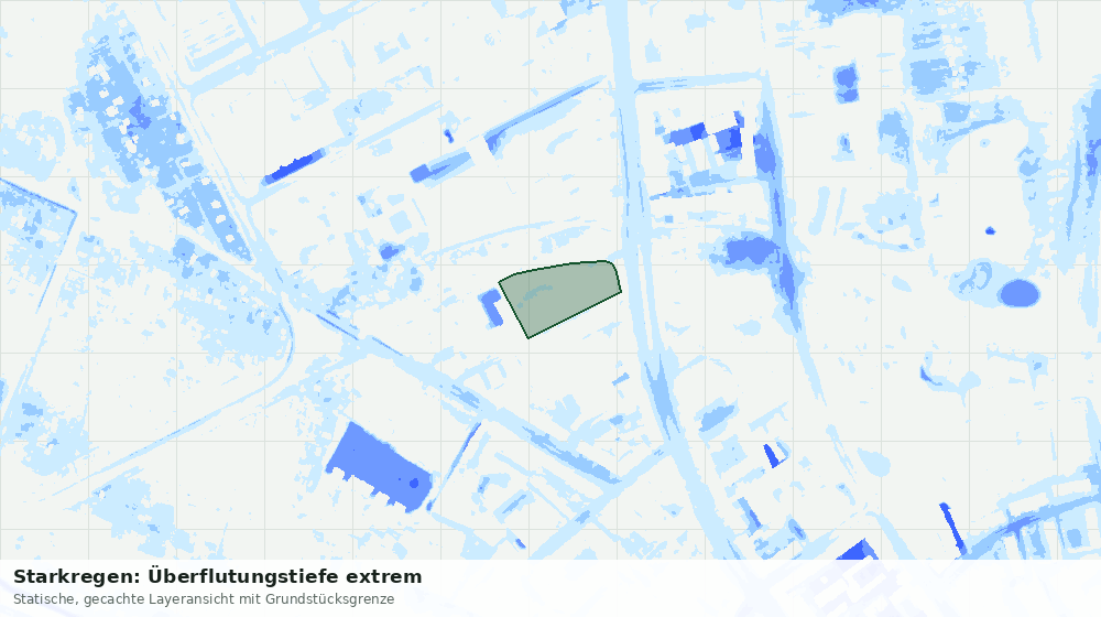 Statische Kartenansicht: Starkregen: Überflutungstiefe extrem