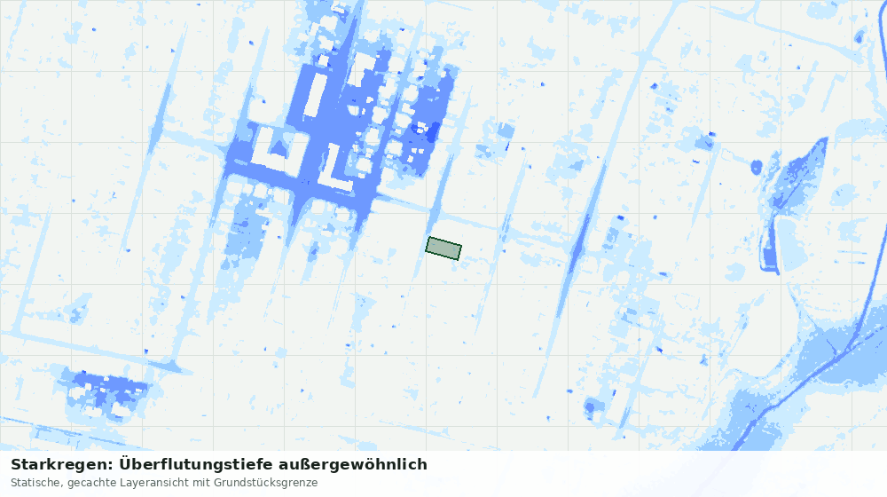Statische Kartenansicht: Starkregen: Überflutungstiefe außergewöhnlich