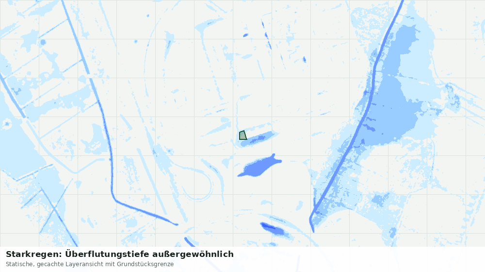 Statische Kartenansicht: Starkregen: Überflutungstiefe außergewöhnlich