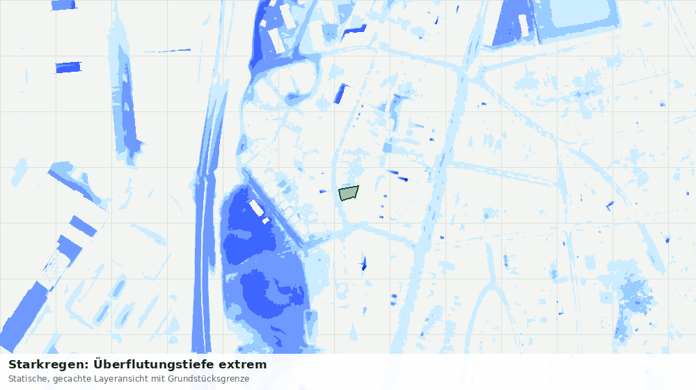 Statische Kartenansicht: Starkregen: Überflutungstiefe extrem