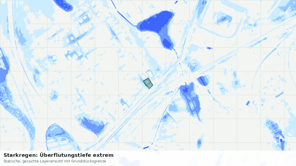 Statische Kartenansicht: Starkregen: Überflutungstiefe extrem