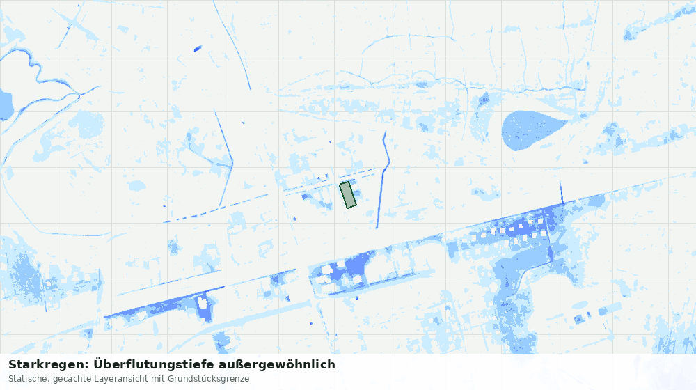 Statische Kartenansicht: Starkregen: Überflutungstiefe außergewöhnlich