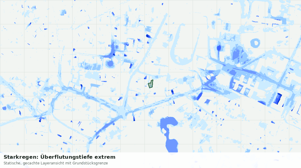 Statische Kartenansicht: Starkregen: Überflutungstiefe extrem