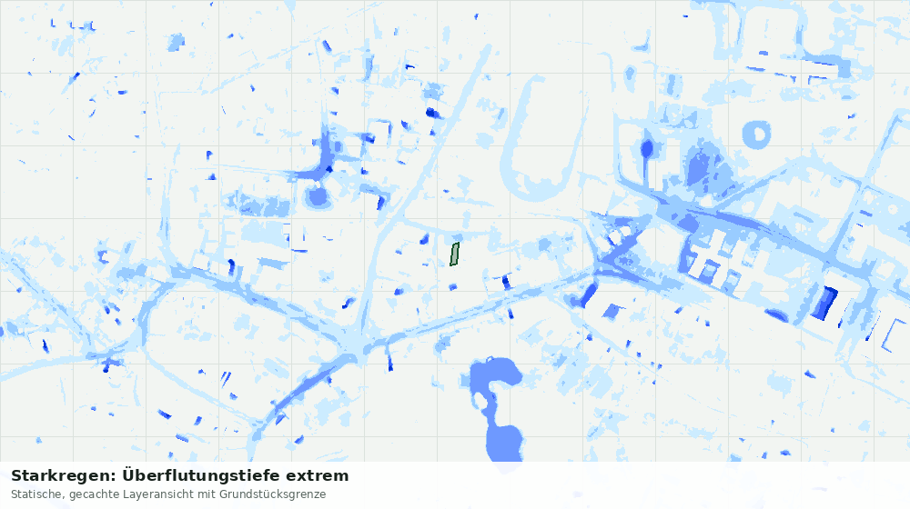 Statische Kartenansicht: Starkregen: Überflutungstiefe extrem