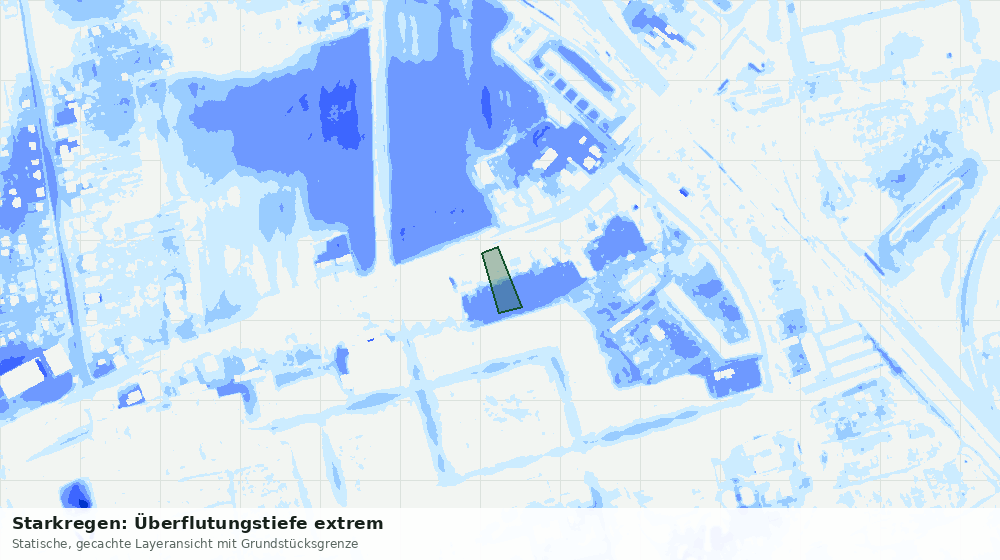 Statische Kartenansicht: Starkregen: Überflutungstiefe extrem