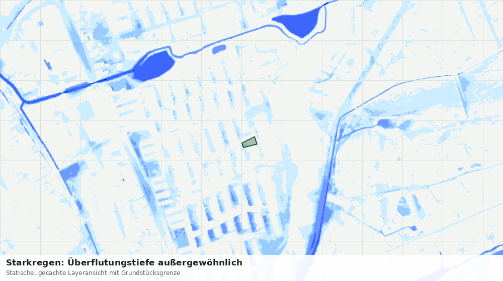 Statische Kartenansicht: Starkregen: Überflutungstiefe außergewöhnlich