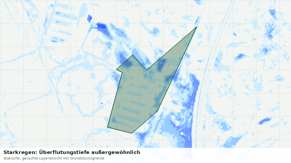 Statische Kartenansicht: Starkregen: Überflutungstiefe außergewöhnlich