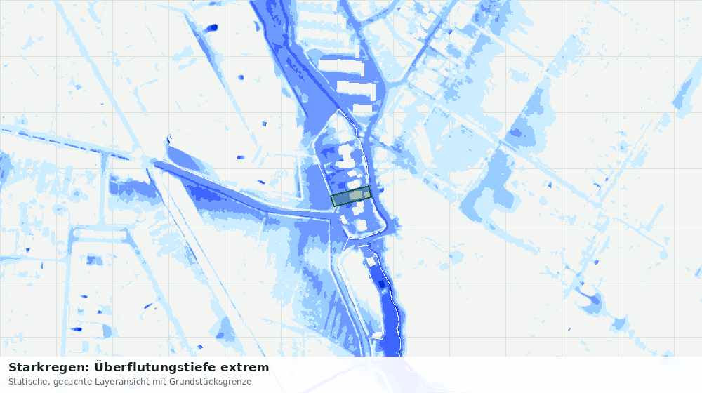 Statische Kartenansicht: Starkregen: Überflutungstiefe extrem