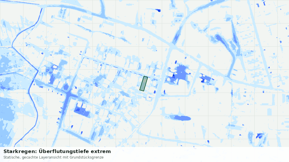 Statische Kartenansicht: Starkregen: Überflutungstiefe extrem