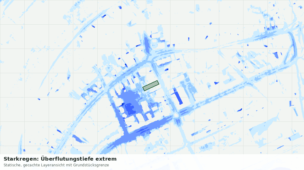 Statische Kartenansicht: Starkregen: Überflutungstiefe extrem