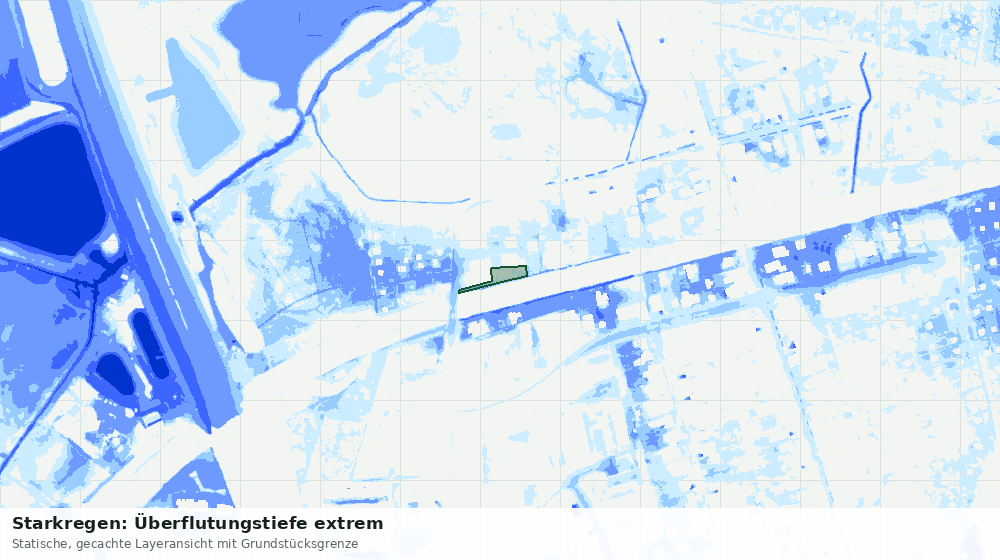Statische Kartenansicht: Starkregen: Überflutungstiefe extrem