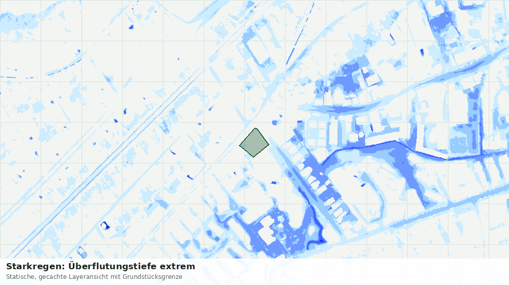 Statische Kartenansicht: Starkregen: Überflutungstiefe extrem