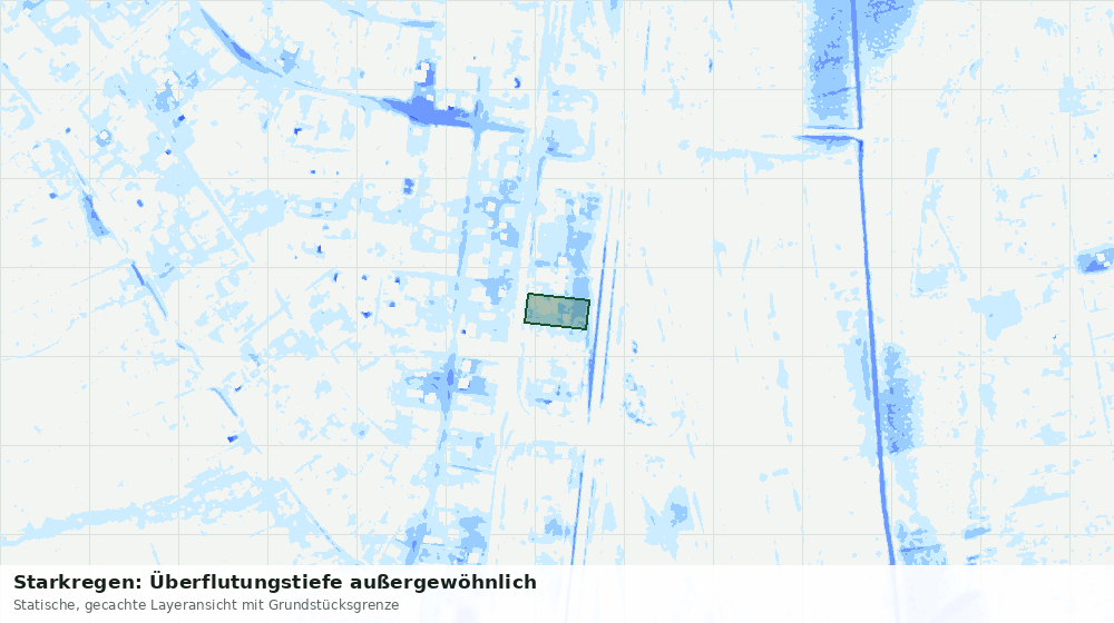 Statische Kartenansicht: Starkregen: Überflutungstiefe außergewöhnlich
