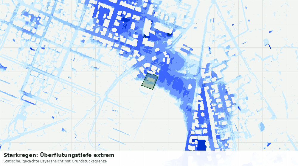 Statische Kartenansicht: Starkregen: Überflutungstiefe extrem