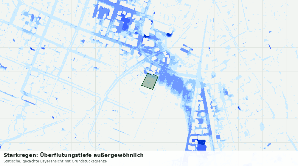 Statische Kartenansicht: Starkregen: Überflutungstiefe außergewöhnlich