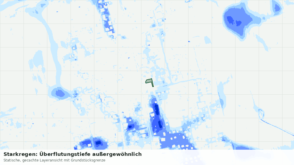 Statische Kartenansicht: Starkregen: Überflutungstiefe außergewöhnlich