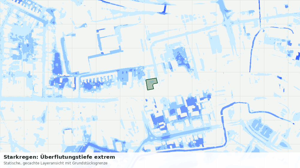Statische Kartenansicht: Starkregen: Überflutungstiefe extrem