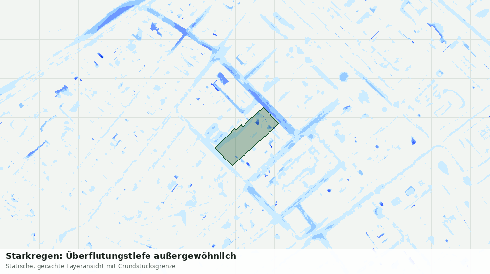 Statische Kartenansicht: Starkregen: Überflutungstiefe außergewöhnlich