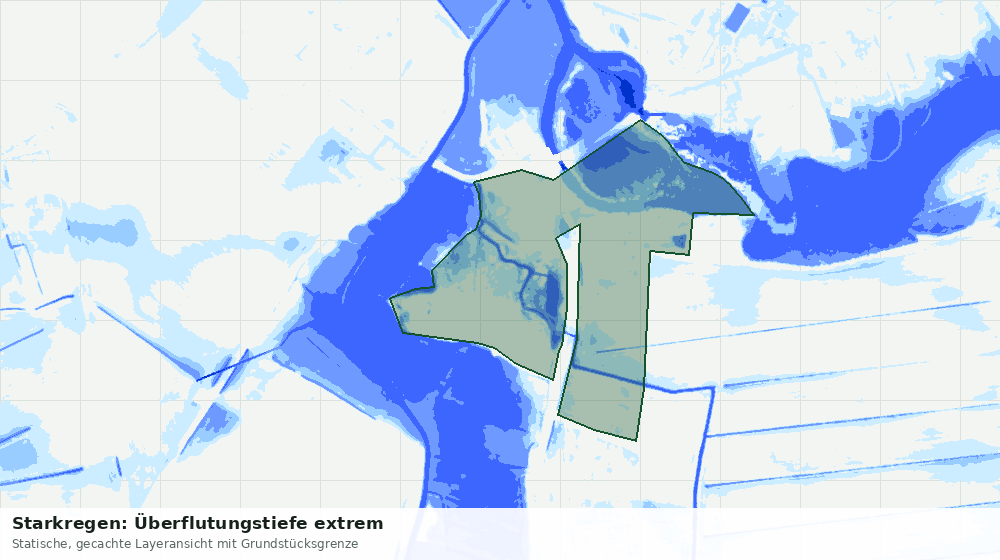 Statische Kartenansicht: Starkregen: Überflutungstiefe extrem