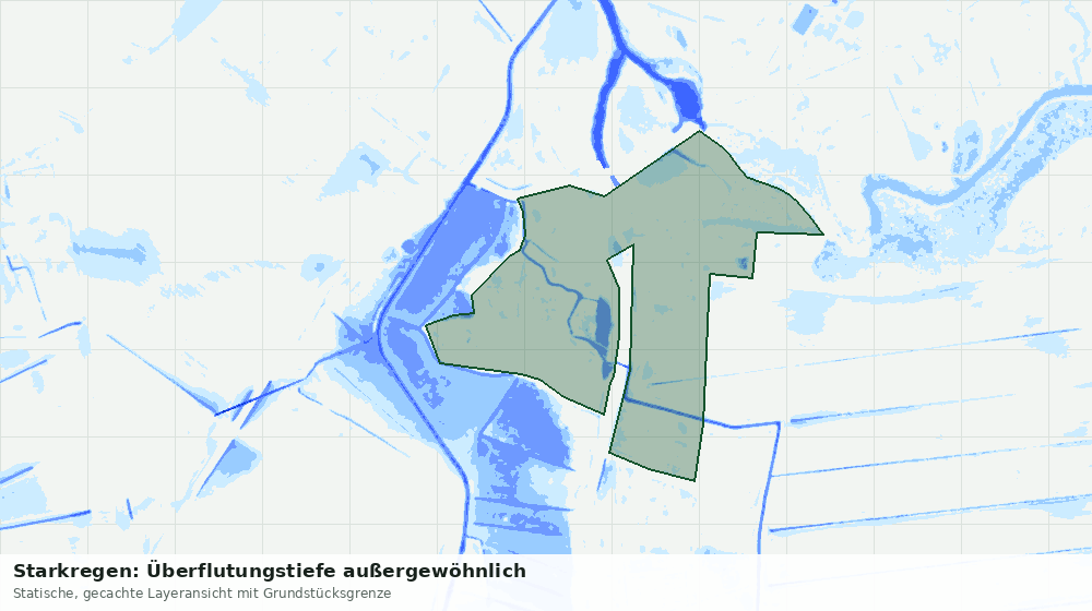 Statische Kartenansicht: Starkregen: Überflutungstiefe außergewöhnlich