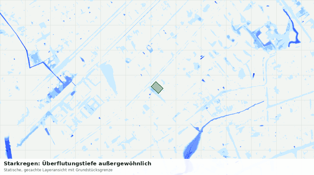 Statische Kartenansicht: Starkregen: Überflutungstiefe außergewöhnlich