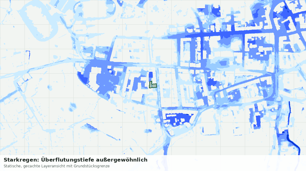 Statische Kartenansicht: Starkregen: Überflutungstiefe außergewöhnlich