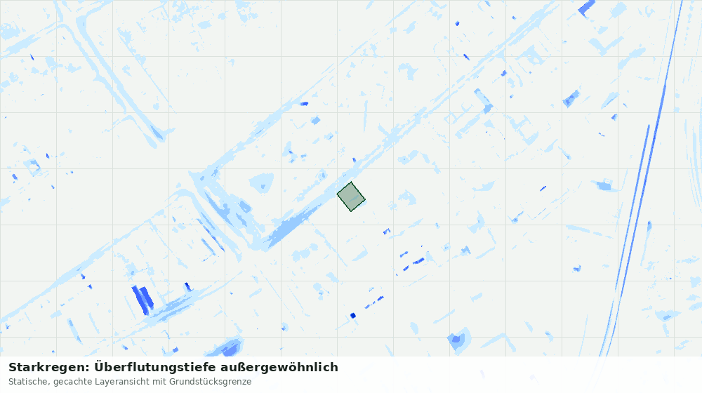 Statische Kartenansicht: Starkregen: Überflutungstiefe außergewöhnlich