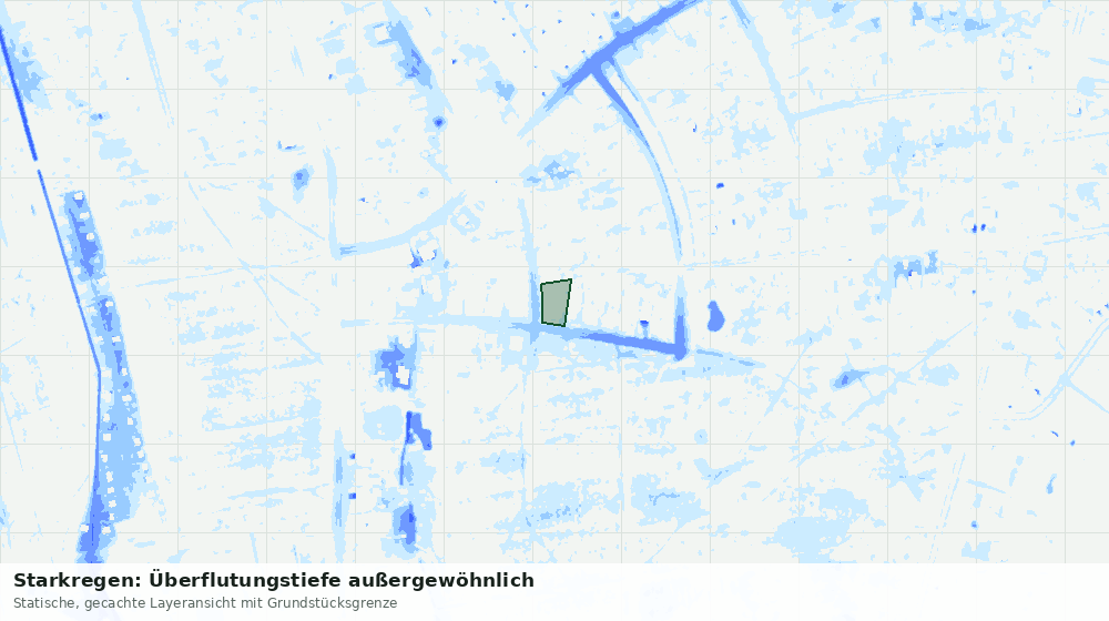 Statische Kartenansicht: Starkregen: Überflutungstiefe außergewöhnlich