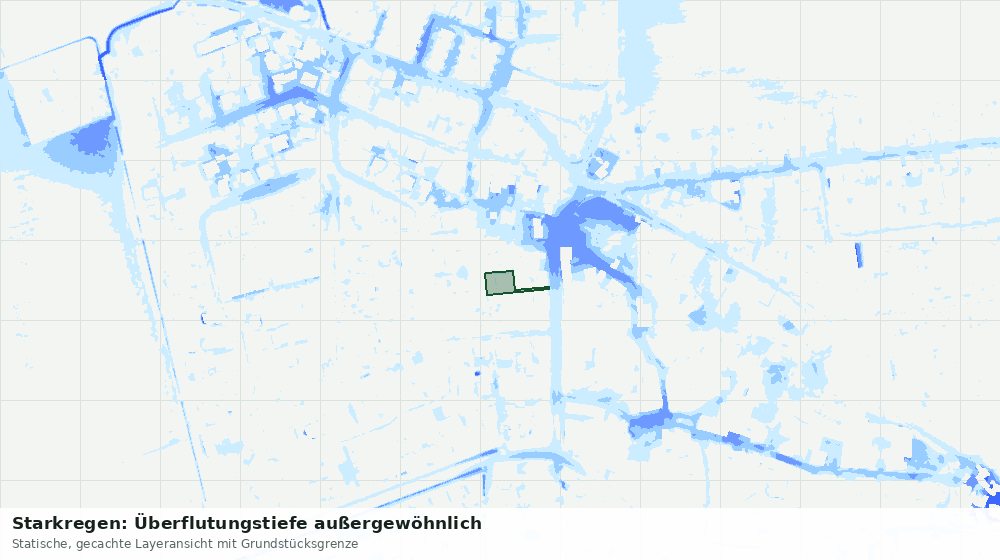 Statische Kartenansicht: Starkregen: Überflutungstiefe außergewöhnlich