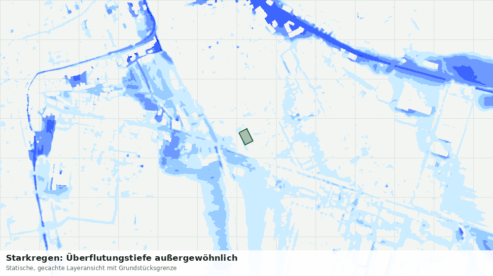 Statische Kartenansicht: Starkregen: Überflutungstiefe außergewöhnlich