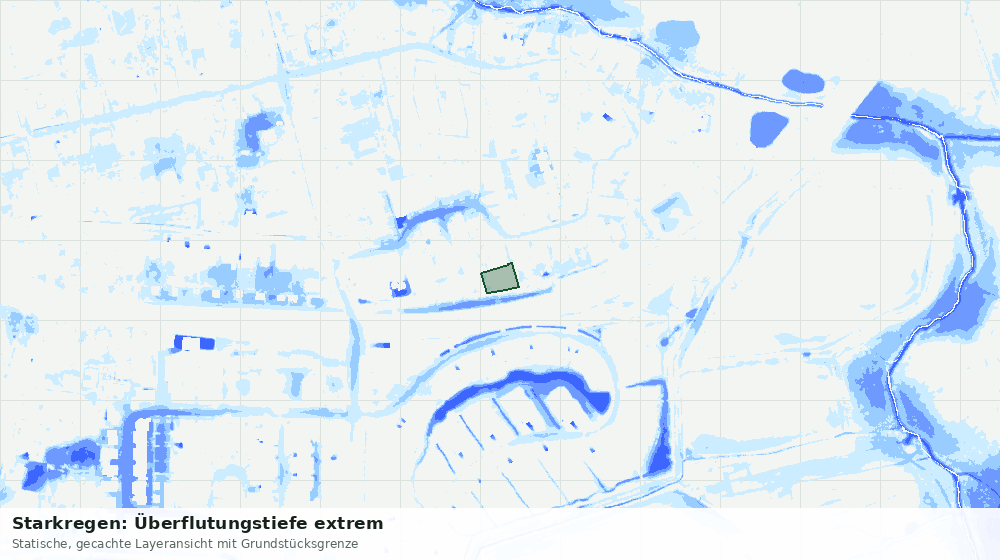 Statische Kartenansicht: Starkregen: Überflutungstiefe extrem
