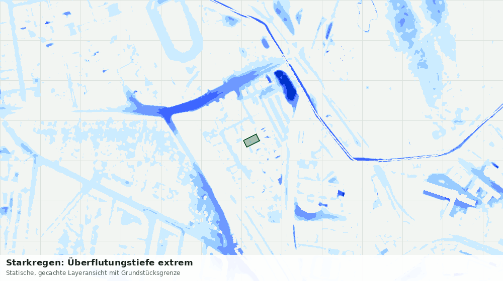 Statische Kartenansicht: Starkregen: Überflutungstiefe extrem
