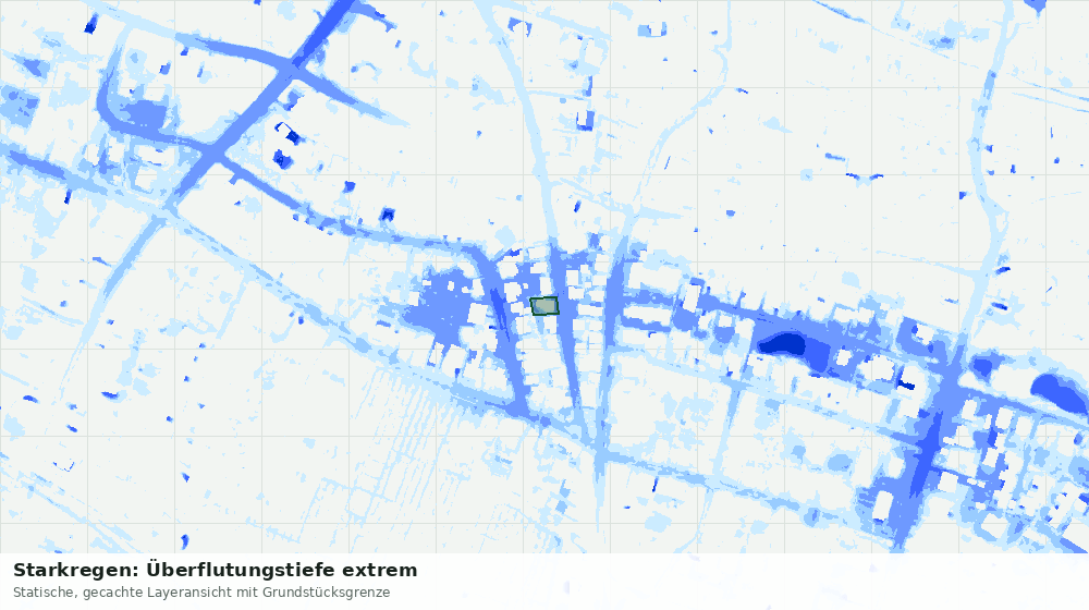 Statische Kartenansicht: Starkregen: Überflutungstiefe extrem