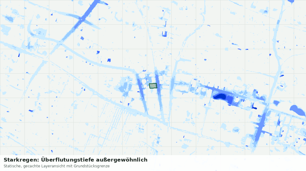 Statische Kartenansicht: Starkregen: Überflutungstiefe außergewöhnlich