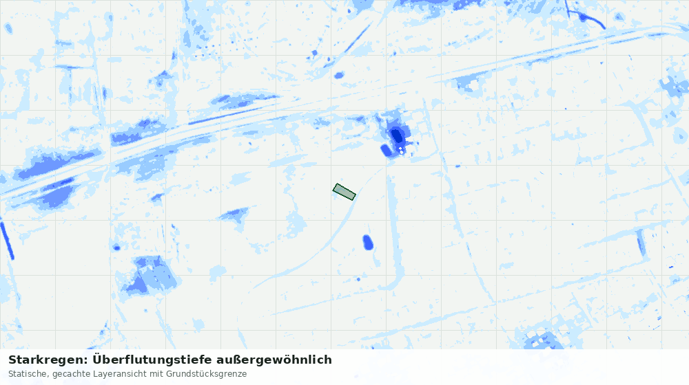 Statische Kartenansicht: Starkregen: Überflutungstiefe außergewöhnlich