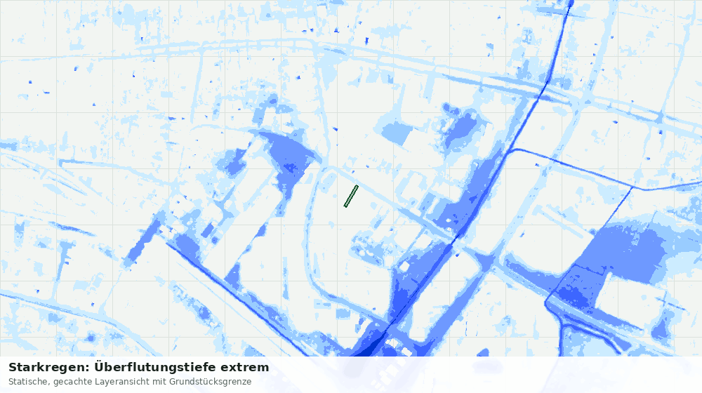 Statische Kartenansicht: Starkregen: Überflutungstiefe extrem