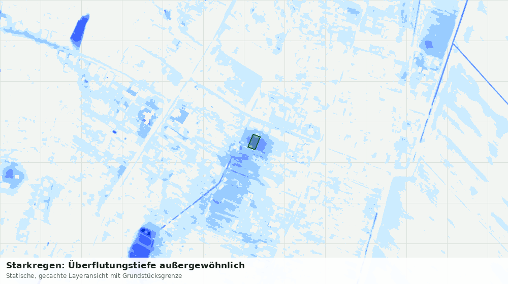 Statische Kartenansicht: Starkregen: Überflutungstiefe außergewöhnlich