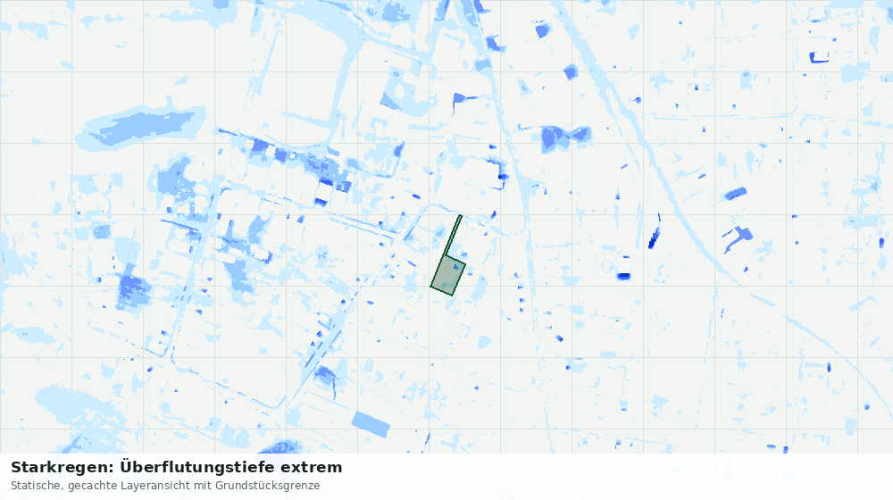 Statische Kartenansicht: Starkregen: Überflutungstiefe extrem