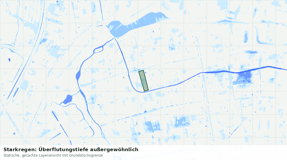 Statische Kartenansicht: Starkregen: Überflutungstiefe außergewöhnlich