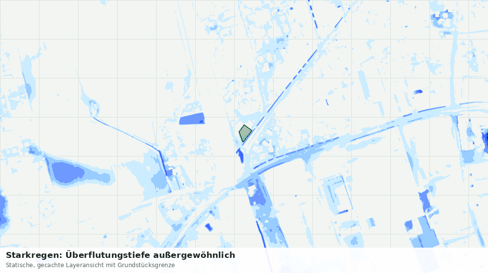 Statische Kartenansicht: Starkregen: Überflutungstiefe außergewöhnlich