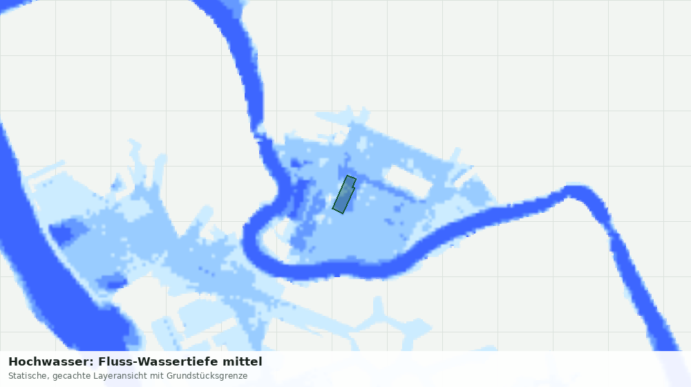 Statische Kartenansicht: Hochwasser: Fluss-Wassertiefe mittel