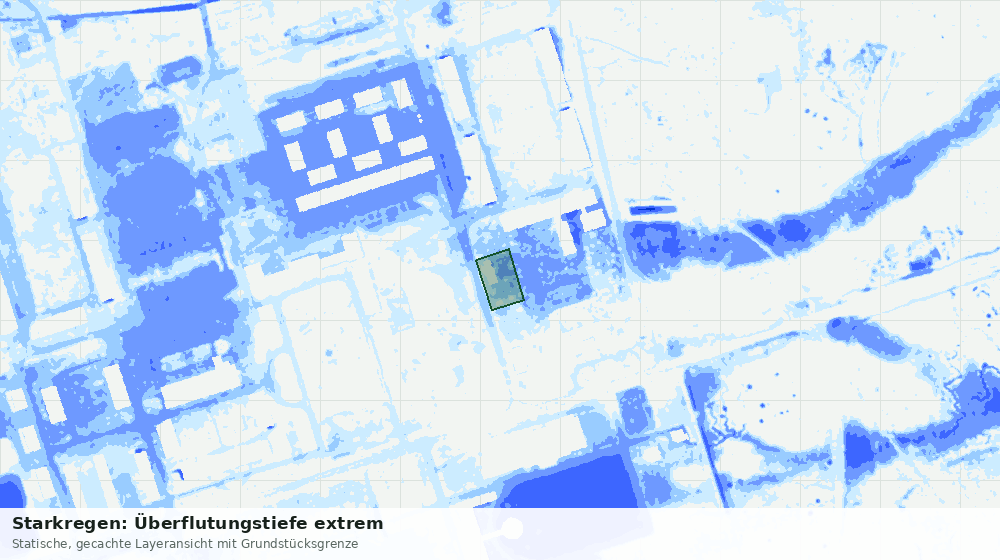 Statische Kartenansicht: Starkregen: Überflutungstiefe extrem