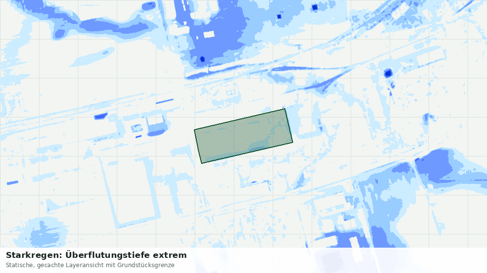 Statische Kartenansicht: Starkregen: Überflutungstiefe extrem
