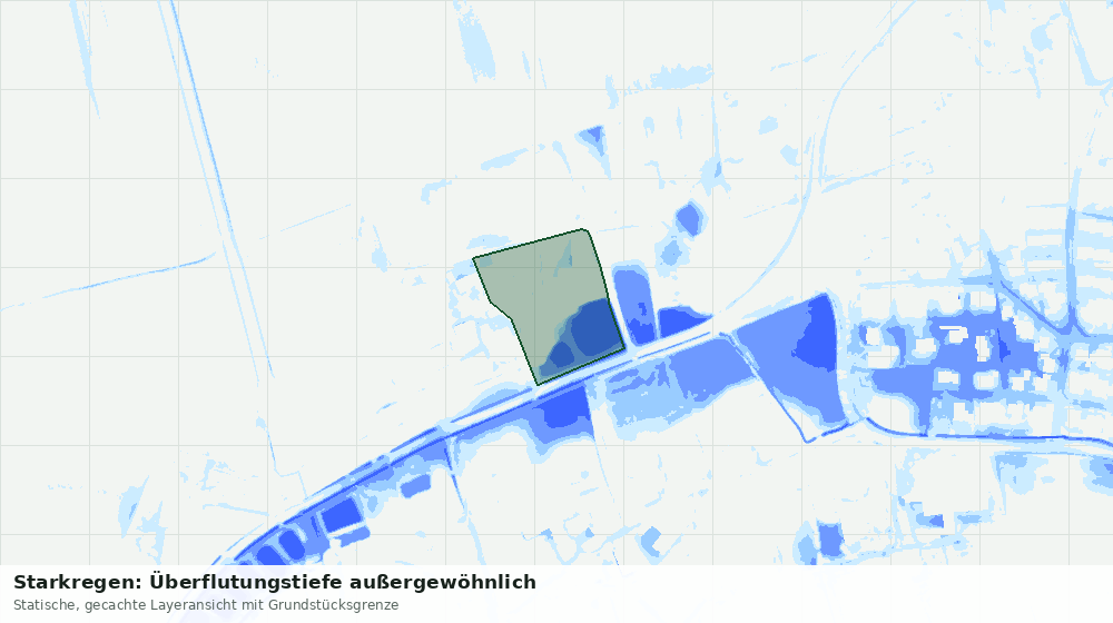 Statische Kartenansicht: Starkregen: Überflutungstiefe außergewöhnlich