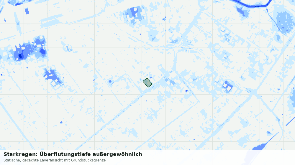 Statische Kartenansicht: Starkregen: Überflutungstiefe außergewöhnlich