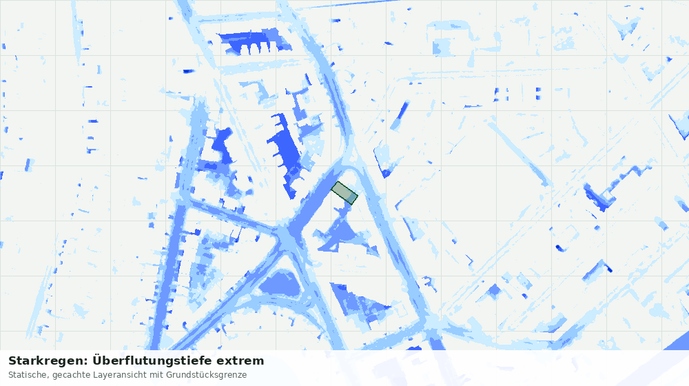 Statische Kartenansicht: Starkregen: Überflutungstiefe extrem