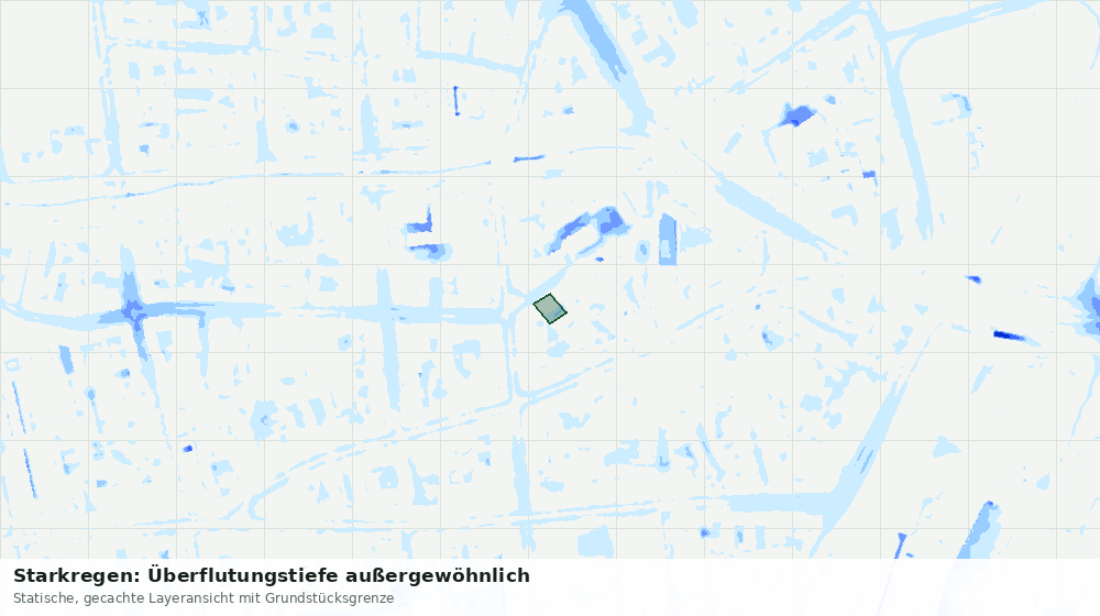 Statische Kartenansicht: Starkregen: Überflutungstiefe außergewöhnlich