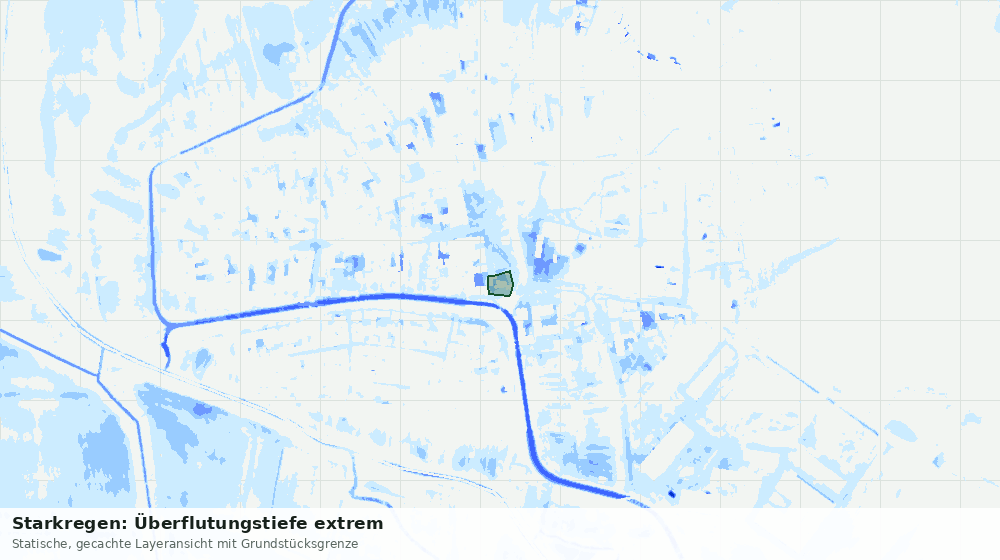 Statische Kartenansicht: Starkregen: Überflutungstiefe extrem
