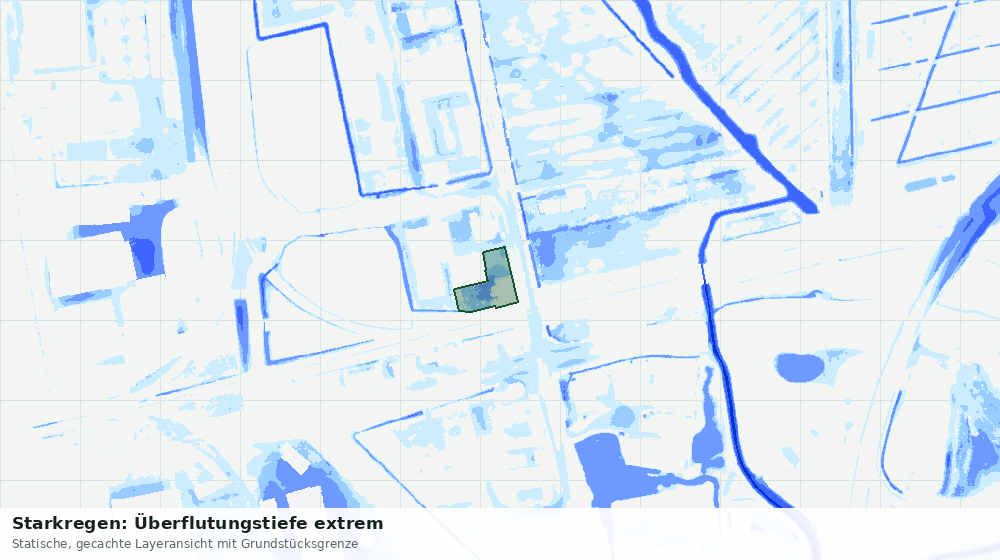 Statische Kartenansicht: Starkregen: Überflutungstiefe extrem